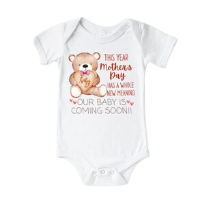 New Meaning Mothers Day Baby Announcement Onesie, Pregnancy Announcement Ideas for Mother's Day, Surprise Pregnancy Announcement to Family. Cute Mothers Day Baby Reveal Gift..