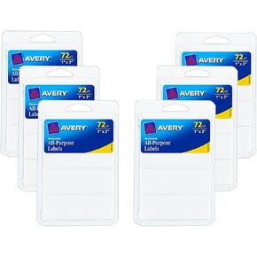Avery Removable Writable Rectangular Labels, 1 x 3 Inch, White - Pack of 6 (6728)