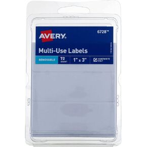 1" x 3" Rectangular Removable Label 72 Count [Set of 6]
