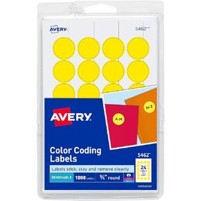 Avery 05462 Removable Labels, 3/4-Inch Round, 1008/PK, Yellow