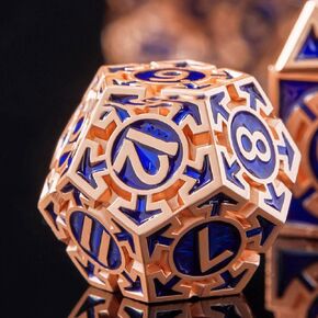 Rare Chrome-Plated DND Dice Set, Metal D&D Dice Sets Made of Durable Zinc Alloy，Dungeons and Dragons Dice with Gift Box, D and D Dice Set (Blue)