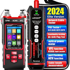 NOYAFA NF-859GT Network Cable Tester with Optical Power Meter 10mw VFL,for RJ45 RJ11 CAT5 CAT6 POE/Phone Lines CAT3, LAN Tone Probe Kit NCV&Ethernet Wire Tracer Fiber Tester Network Tools