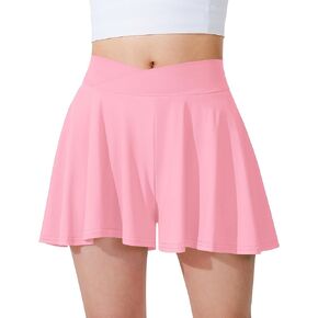 Girls Flowy Shorts with Liner Athletic 2-in-1 Tennis Running Gym Butterfly Skirt Shorts with Pockets for Kids