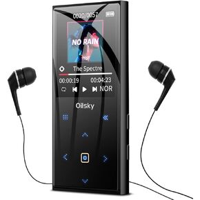 64GB Mp3 Player Bluetooth 5.0, Oilsky Portable Digital Lossless Music Player with FM Radio, Built-in Speaker, Touch Button, Voice Recorder, Lightweight for Sports, Up to 128GB, Headphone Included