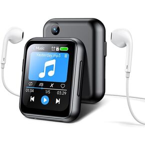 MP3 Player with 128GB TF Card, FHD 720P Digital Camera, Bluetooth 5.4 Lossless Sound Audio Player, 2" Touch Screen Portable Music Player with Speaker, Voice Recorder, Case & Earphones Included