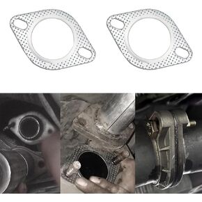 2Pcs Car Exhaust Gasket, 2.5" 2-Bolt High Temperature Exhaust Flange Gasket, Premium Stainless Steel Automotive Replacement Exhaust Flanges Gasket, Car Accessories Universal for Cars (2.5IN)