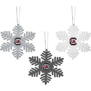 FOCO NCAA Unisex-Adult 3-Pack Metal Glitter Snowflake Holiday Christmas Tree