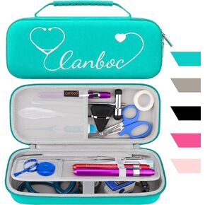 Canboc Stethoscope Case, Large Stethoscope Holder with ID Slot, Compatible with 3M Littmann Classic III, Lightweight II S.E., Cardiology IV Stethoscope, Mesh Bag fit Pen Light, Black