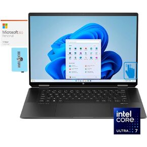 HP Spectre x360 Home & Business 2-in-1 Laptop (Intel Ultra 7-155H 16-Core, 32GB LPDDR5X 7466MHz RAM, 2TB PCIe SSD, GeForce RTX 4050, 16.0" Win 11 Pro) with MS 365 Personal, Dockztorm Hub
