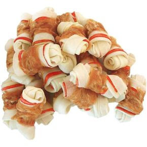 Chicken Wrapped Bone for Small Dog Treats Puppy Chews Snacks Promotes Healthy Chewing Chicken Wrapped Knot 2.5" 1lb
