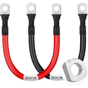 Battery Cable 4 Gauge 4FT, 4AWG Battery Power Inverter Cables (1 Positive & 1 Negative) with 3/8" Lugs Terminals for Automotive Solar Marine Boat RV Car Motorcycle