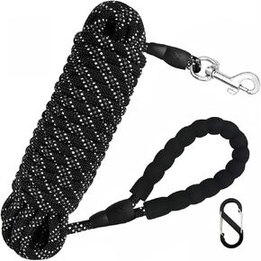 Long Leash for Dog Training 10FT/ 15FT/ 30FT/ 50FT/ 100FT, Reflective Nylon Rope Lead with Comfortable Padded Handle for Large Medium Small Dogs Walking, Playing, Camping