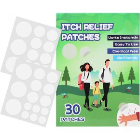 Itch Relief Patches for Kids & Adults - 30pcs Natural Bite Relief Stickers, Instantly Reduce Swelling & Itching, Anti Itch After Sting Patches for Travel, Hiking, Summer Camp Essentials