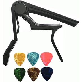 Guitar Picks Guitar Capo Acoustic Guitar Accessories Trigger Capo Key Clamp Black With 6 Pcs Guitar Picks