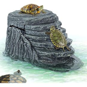 REPTIZOO Turtle Tank Filter 92GPH Aquarium Filter with Basking Platform and Climbing Ramps, Flow Adjustable Turtle Filter with 3-Stage Bio-Filtration, Quiet Aquatic Reptile Filter