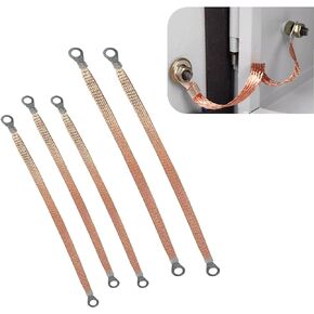 5 PCS Car Engine Ground Strap Replacement with Holes, Durable Metal Vehicle Grounding Cable Straps for Terminals, Universal Automotive Ground Strap Accessories for Truck SUV Car (Brown)