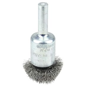 Weiler 10042 1" Circular Flared Crimped Wire End Brush.006" Stainless Steel Fill, Made in The USA