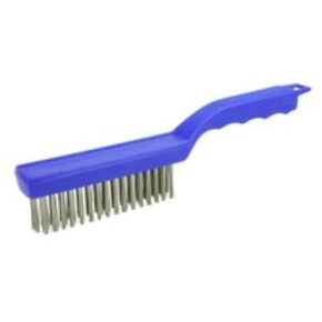 Weiler 44064 0.012" Wire Size, 5" Brush Length, 10" X 1-1/8" Block Size, 4 X 16 No. Of Rows, 302 Stainless Steel Bristles, Hardwood Block, Shoe Handle Scratch Brush