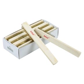SALI 12pcs Wire Brushes for Cleaning Rust Removal Plated Copper Bristles with Curved Beechwood Handle Grip for Dirt & Paint Scrubbing Removing Unfinished Metal Parts, Paint Stains Household Clean