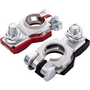 Battery Terminals for Nissan 243407F000,24340-7F000, 243407F001 Positive and Negative Terminal Connectors, Plastic Cover, Copper Plate,1Pair, for Nissan, Altima, Maxima, Rouge, Sentra, Murano...