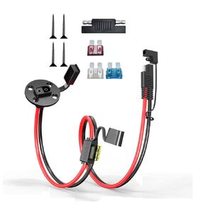 SAE to O Ring Terminal Harness,12AWG SAE Battery Connector SAE Battery Cable with 10A 15A 20A 25A Fuse,Compatible for Motorcycle Car(2FT)