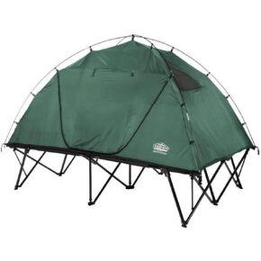 Kamp-Rite Double CTC Compact Quick Setup 2 Person Tent Cot, Chair and Tent with Rain Fly, 600 D Roller Wheeled Carry Bag & 190T Carry Bag, Green