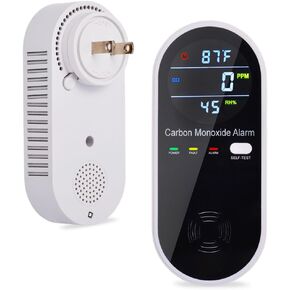3-in-1 Carbon Monoxide Detectors, Portable Carbon Monoxide Detector for Travel with Temperature & Humidity Display, Carbon Monoxide Detector Plug in Wall for Home/RV, Accurate & Easy to Install