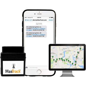 MasTrack- GPS Tracker W/No Contract | Track On Computer Smartphone | Fleet Monitoring Tracking Employees, Teens, Spouse| Plug Into OBD Port Instant Alerts & Engine Diagnostics
