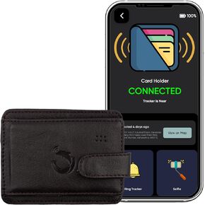 tag8 Dolphin Smart Mens Wallet Card Holder with Bluetooth Tracker, iOS and Android Compatible, RFID Blocking, Slim, Minimalist Anti-Lost and Theft Smart Wallet | Cash Slot - Brown
