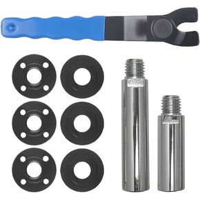 5/8"-11 Angle Grinder Extension Shaft Set Connecting Rotary Rod with Adjustable Angle Grinder Pin Wrench Lock-Nut Spanner and Flange Nut kit Compatible with Bosch Dewalt Makita etc(3" & 4" & 5.5")