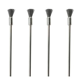 4PCS Wire Brush Rust Paint Removal Drill Bit Polishing Rotary Tool Accessory Extended Stainless Steel Wire Steel Cleaning End Brush Pen 3mm Arbor for Cleaning Small Parts and Burrs and Dirt