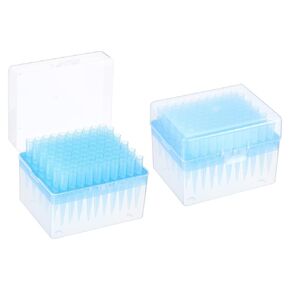 PATIKIL 1000ul Filtering Pipette Tips, 2 Sets 100 Tips/Rack(Blue) Plastic Universal Liquid Transfer Pipette Pipettor Tips for Laboratory, Blue