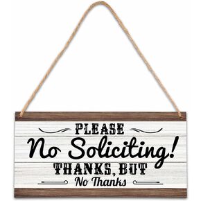 No Soliciting Sign For Front Door, Do Not Knock or Ring Doorbell Wooden Sign, Baby Room Nursery House Bedroom Rustic Hanging Sign, House Warming Gift, Set of 1 Wooden Sign with Rope -B10