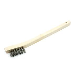 Benchmark Abrasives 7-3/4" Welding Toothbrush Wooden Handle for Cleaning, Removing Rust, Paint, Corrosion, Metal Parts, Multi-Purpose Wire Brush - 20 Pack (Brass)