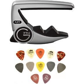 G7th Performance 3 ART Capo - 6 String, Silver - Bundled with Dunlop Pick Pack
