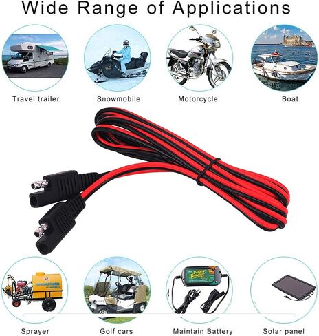 سلك تمديد 18AWG SAE، كابل SAE إلى SAE 2 دبوس 12V-24V قطع سريع لكابل تمديد طاقة DC للسيارات 6 أقدام للألواح الشمسية لمقطورة المخيم (SAE إلى SAE 2m 1 Pack) in Kuwait