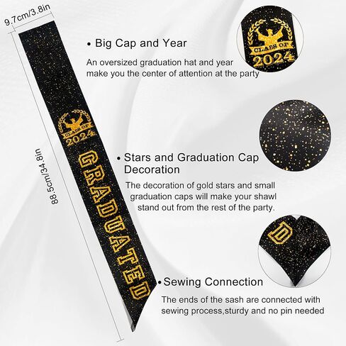 قبعة التخرج 2024 مع وشاح فئة 2024 للبالغين in Kuwait