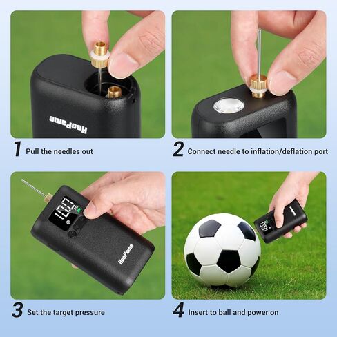 مضخة كرة كهربائية، مضخة كرة للكرات الرياضية، مضخة كرة السلة مع ضوء LED ومقياس ضغط دقيق، مضخة هواء قابلة لإعادة الشحن لكرة السلة، كرة القدم، كرة القدم، الكرة الطائرة، كرة الرجبي (بحد أقصى 20 رطل لكل بوصة مربعة) in Kuwait