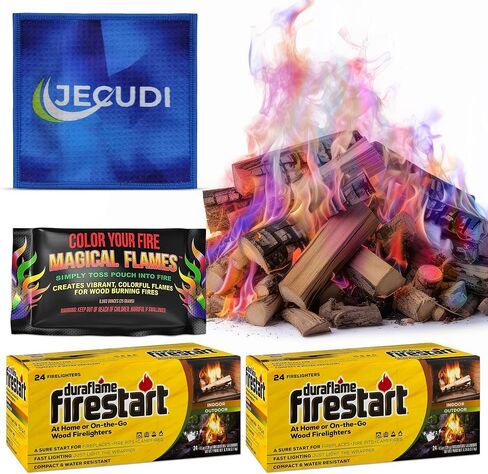 Duraflamme Firelighters for Indoor & Outdoor Use–Easy Use Firelighter for Quick Ignition–Versatile Lighter for Barbecue Fire Pit Fireplace & Camp Fire–24x2pk W/jecudi Cleaning Towel in Saudi Arabia
