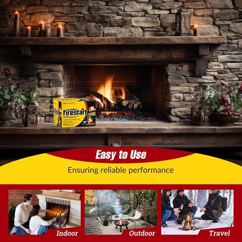 Duraflamme Firelighters for Indoor & Outdoor Use–Easy Use Firelighter for Quick Ignition–Versatile Lighter for Barbecue Fire Pit Fireplace & Camp Fire–24x2pk W/jecudi Cleaning Towel in Saudi Arabia