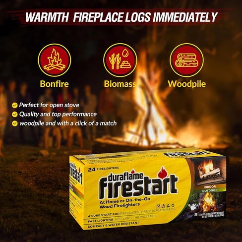 Duraflamme Firelighters for Indoor & Outdoor Use–Easy Use Firelighter for Quick Ignition–Versatile Lighter for Barbecue Fire Pit Fireplace & Camp Fire–24x2pk W/jecudi Cleaning Towel in Saudi Arabia