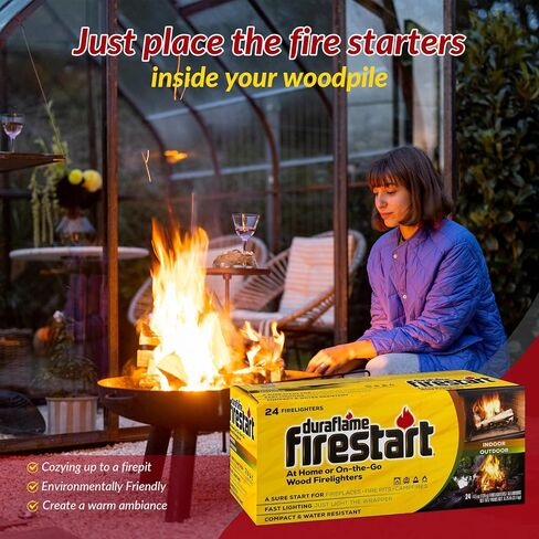 Duraflamme Firelighters for Indoor & Outdoor Use–Easy Use Firelighter for Quick Ignition–Versatile Lighter for Barbecue Fire Pit Fireplace & Camp Fire–24x2pk W/jecudi Cleaning Towel in Saudi Arabia