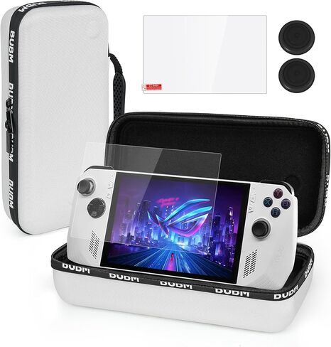 حقيبة حمل متوافقة مع Asus Rog Ally Gaming المحمولة مع واقي الشاشة وأغطية قبضة الإبهام من السيليكون، حقيبة تخزين واقية للسفر ذات هيكل صلب تناسب سبائك Rog وملحقاتها (أبيض) in Kuwait