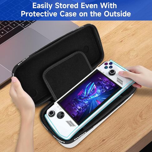حقيبة حمل متوافقة مع Asus Rog Ally Gaming المحمولة مع واقي الشاشة وأغطية قبضة الإبهام من السيليكون، حقيبة تخزين واقية للسفر ذات هيكل صلب تناسب سبائك Rog وملحقاتها (أبيض) in Kuwait