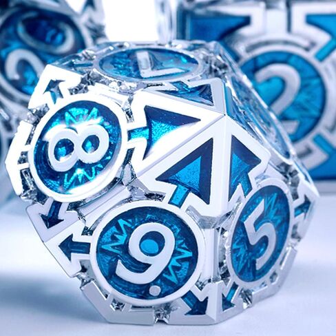 Rare Chrome-Plated DND Dice Set, Metal D&D Dice Sets Made of Durable Zinc Alloy，Dungeons and Dragons Dice with Gift Box, D and D Dice Set (Blue) in Saudi Arabia