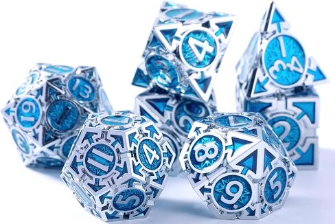 Rare Chrome-Plated DND Dice Set, Metal D&D Dice Sets Made of Durable Zinc Alloy，Dungeons and Dragons Dice with Gift Box, D and D Dice Set (Blue) in Saudi Arabia