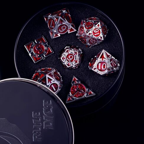 Rare Chrome-Plated DND Dice Set, Metal D&D Dice Sets Made of Durable Zinc Alloy，Dungeons and Dragons Dice with Gift Box, D and D Dice Set (Blue) in Saudi Arabia