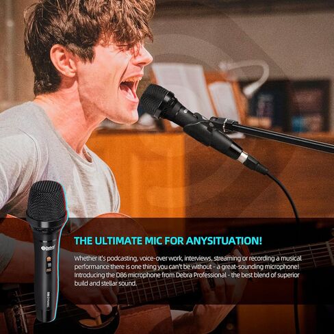 D Debra Audio D86 Wired Dynamic Microphone, Pro Cardioid Handheld Mic with Mic Clip and ON/Off Switch, Metal Vocal Karaoke Mic for Speaker, Karaoke Singing Machine, Amp, Mixer Audio in Kuwait