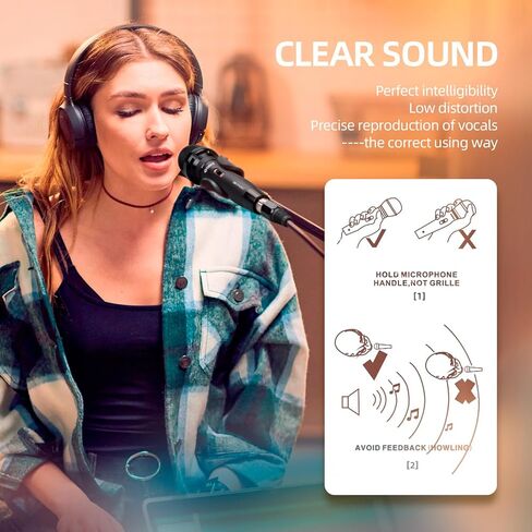 D Debra Audio D86 Wired Dynamic Microphone, Pro Cardioid Handheld Mic with Mic Clip and ON/Off Switch, Metal Vocal Karaoke Mic for Speaker, Karaoke Singing Machine, Amp, Mixer Audio in Kuwait