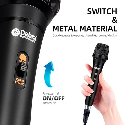 D Debra Audio D86 Wired Dynamic Microphone, Pro Cardioid Handheld Mic with Mic Clip and ON/Off Switch, Metal Vocal Karaoke Mic for Speaker, Karaoke Singing Machine, Amp, Mixer Audio in Kuwait